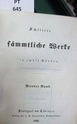  Schillers sämmtliche Werke in zwölf Bänden. Vierter Band. (1838)