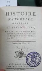  Histoire naturelle, générale et particuliere. Tome II. (1786)