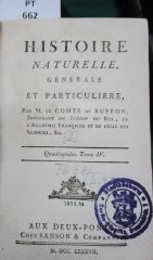  Histoire naturelle, générale et particuliere. Quadrupèdes, Tome IV. (1787)