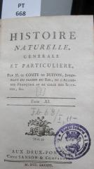  Histoire naturelle, générale et particuliere. Tome XI. (1786)