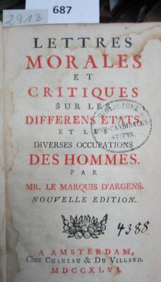  Lettres morales et critiques sur les différens états et les diverses occupations des hommes (1746)