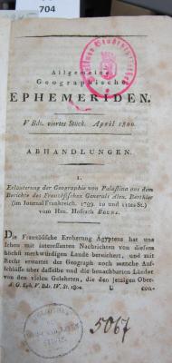  Allgemeine Geographische Ephemeriden. V Bds. viertes Stück. April 1800 (1800)