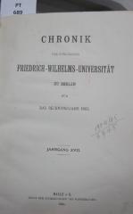  Chronik der königlichen Friedrich-Wilhelms-Universität zu Berlin für das Rechnungsjahr 1903. Jahrgang XVII. (1904)