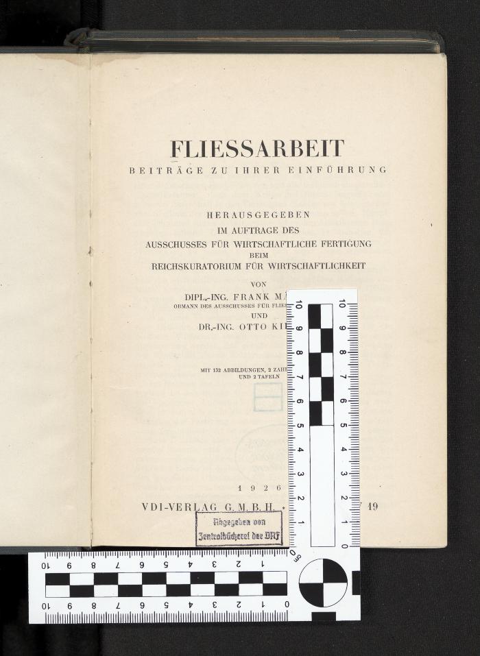 K 3736-321 : Fliessarbeit : Beiträge zu ihrer Einführung (1926)