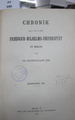  Chronik der königlichen Friedrich-Wilhelms-Universität zu Berlin für das Rechnungsjahr 1906. Jahrgang XX. (1907)