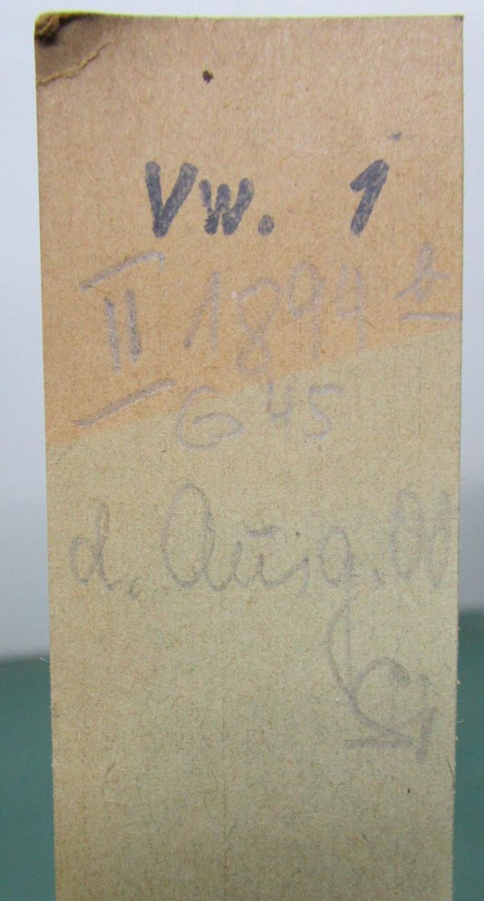 - (unbekannt), Papier: Nummer, Signatur; 'Vw. 1 [...]'.  (Prototyp); Neueste Erdbeschreibung und Staatenkunde, oder geographisch-statistisch-historisches Handbuch. Erster Band. (1844)