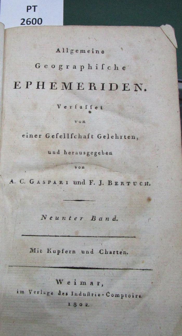  Allgemeine Geographische Ephemeriden. Neunter Band. (1802)