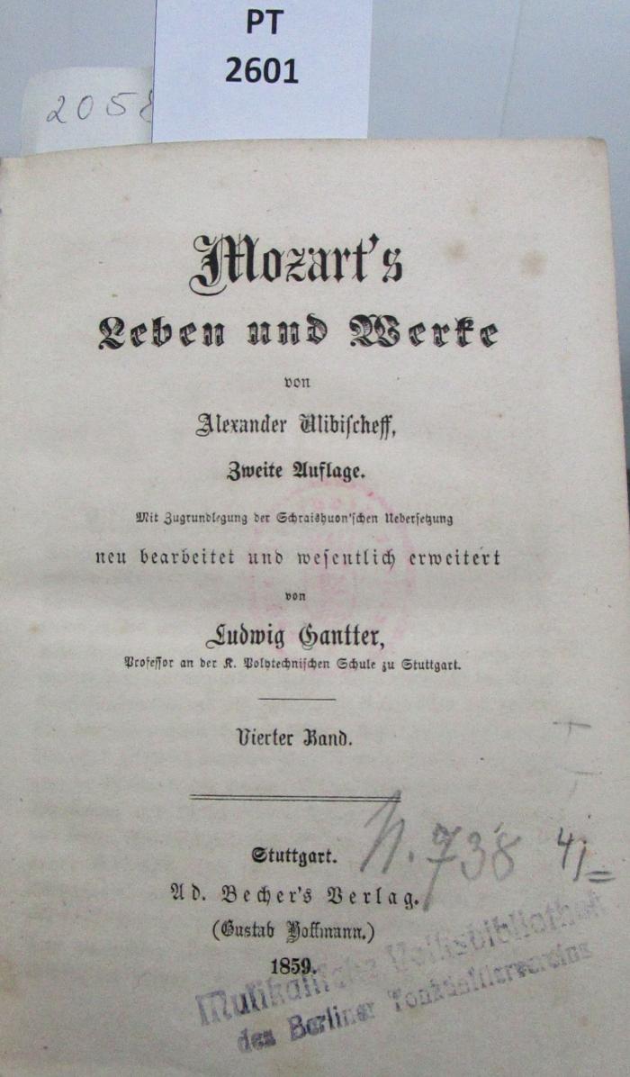  Mozart's Leben und Werke. Vierter Band. (1859)