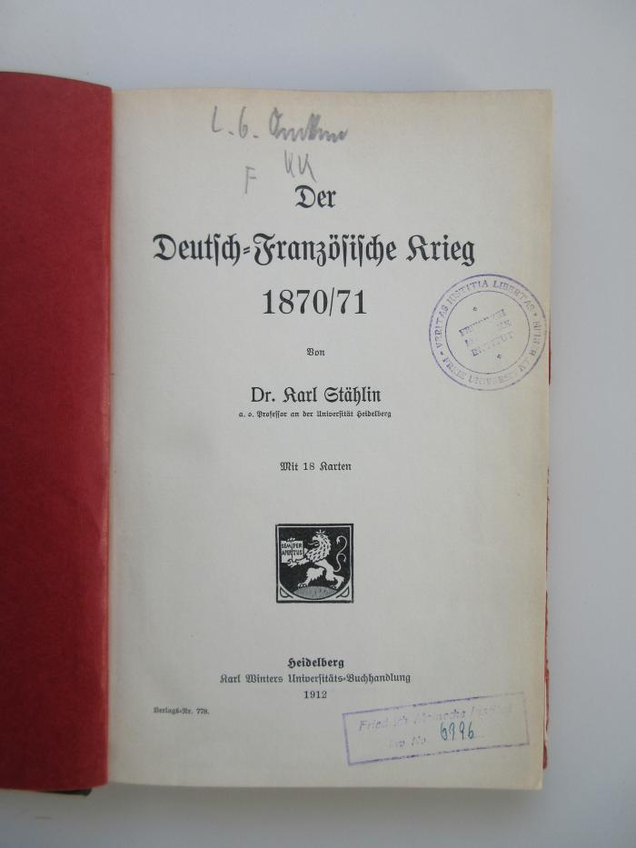 Od 8306 (ausgesondert) : Der Deutsch-Französische Krieg 1870/71 (1912)