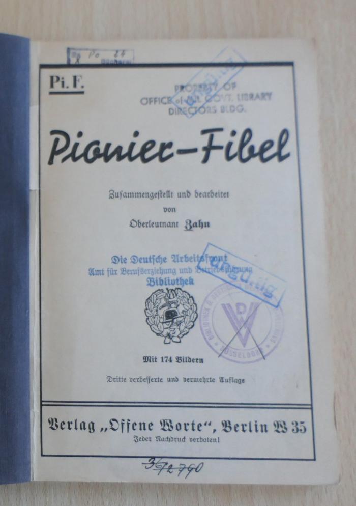 11465 : Pionier-Fibel. – 3. Verbesserte und vermehrte Aufl. – Berlin : Verl. „Offene Worte“, (1933) (1933)