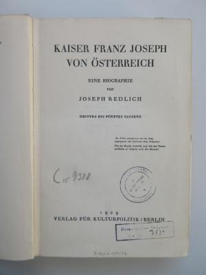 Od 900 : Kaiser Franz Joseph von Österreich : eine Biographie (1929)
