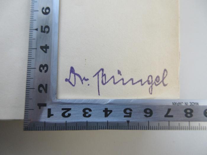 - (Büngel, (?) Dr.), Von Hand: Name; 'Dr. Büngel'. 