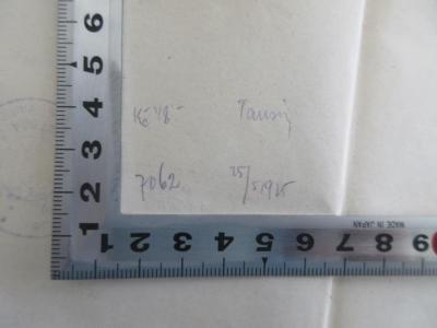 - (Seminarbibliothek der Rechtswissenschaftlichen Fakultät der Karlsuniversität in Prag (Seminarni Knihovna Pravnicke Fakulty University Karlovy v Praze)), Von Hand: Nummer; 'Kc 48 Tausi(z)
7062 25/51925'. 