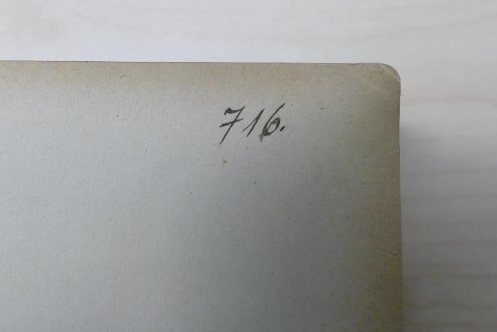 - (Langendorf, Gustav), Von Hand: Nummer; '716'. 