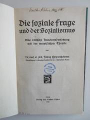 D 75/16 (ausgesondert) : Die soziale Frage und der Sozialismus : Eine kritische Auseinandersetzung mit der marxistischen Theorie. (1912)