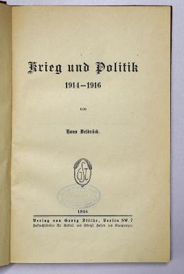 Ga 148 : Krieg und Politik 1914-1916 (1918)