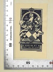 - (Preußen, Adalbert von), Etikett: Exlibris; 'Ex Libris Adalbert Prinz von Preussen'. 