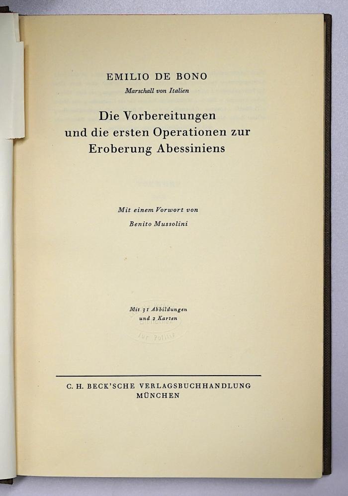 Ga 165 : Die Vorbereitungen und die ersten Operationen zur Eroberung Abessiniens (1936)
