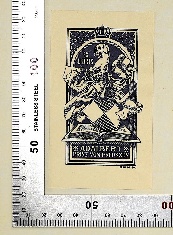 Ig 602-2 : Politische Dokumente 2. Deutsche Ohnmachtspolitik im Weltkriege (1926);- (Preußen, Adalbert von), Etikett: Exlibris; 'Ex Libris Adalbert Prinz von Preussen'. 