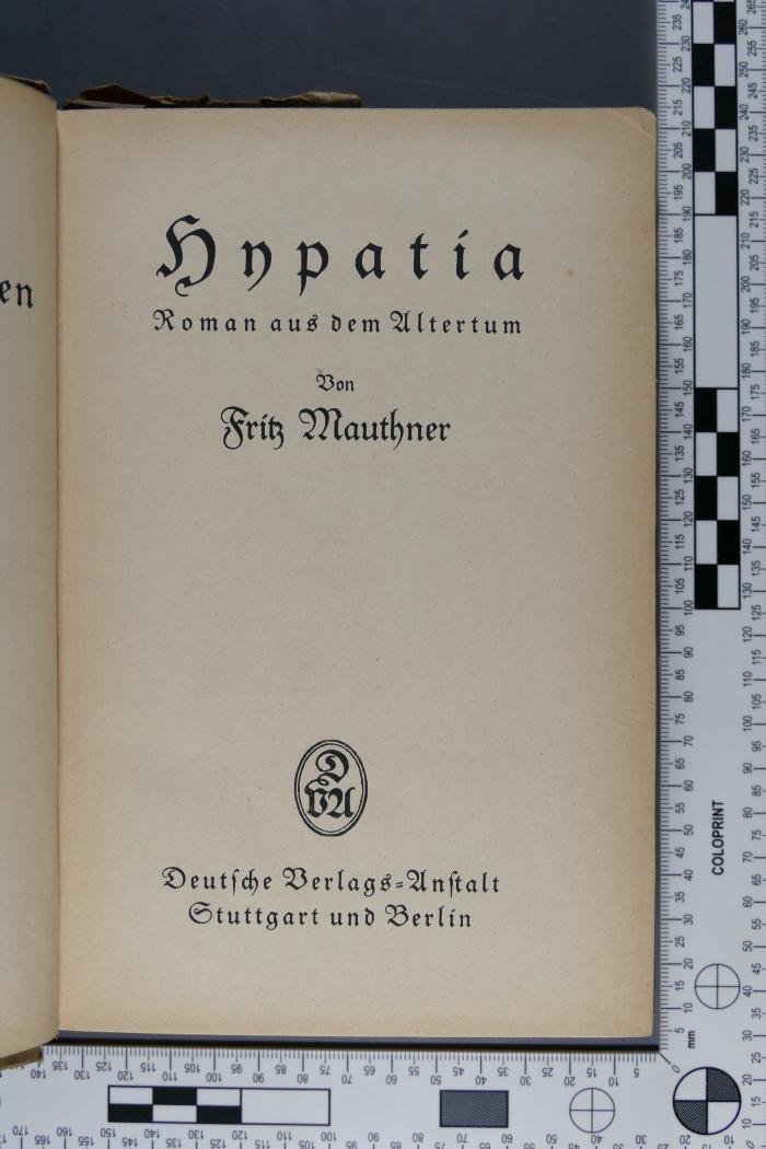  Hypatia. Ein Roman aus dem Altertum (1919)