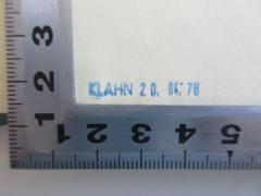 - (Buchbinderei Klahn), Stempel: Buchbinder, Datum; 'KLAHN 20.04.76'. 