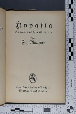  Hypatia. Ein Roman aus dem Altertum (1919)