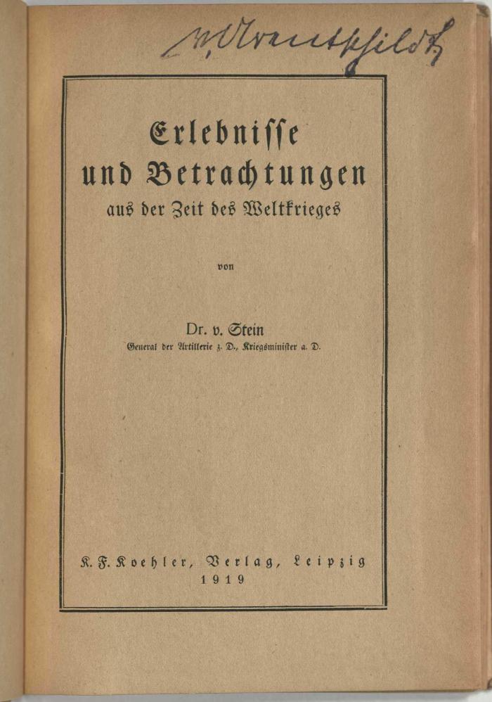 - (Von Arentsschild, Viktor), Von Hand: Autogramm; '[v.] Arentschildh'. 