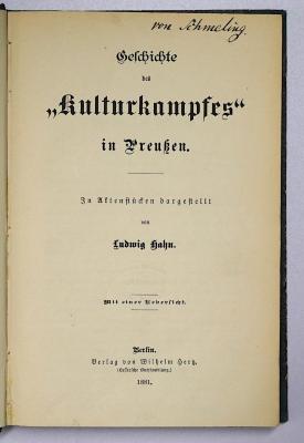 Ga 299 : Geschichte des "Kulturkampfes" in Preußen. (1881)
