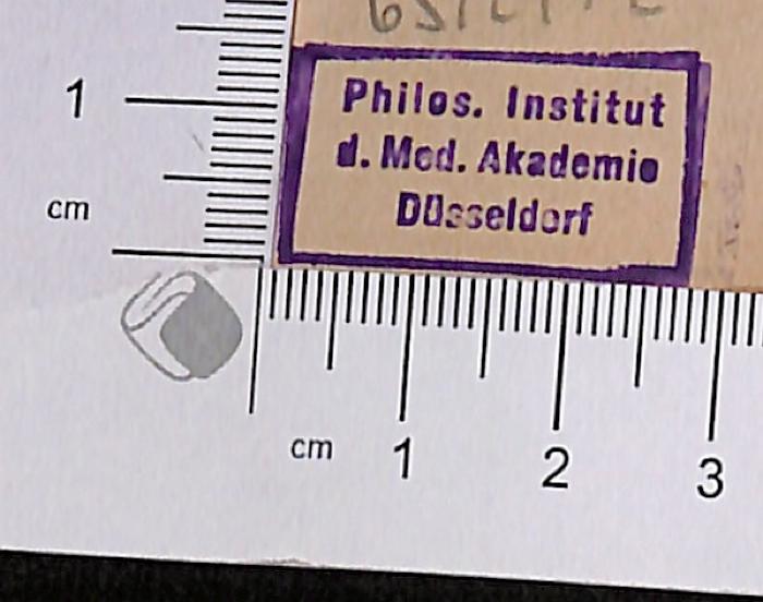 -, Stempel: ; 'Philos. Institut der Universität Düsseldorf'