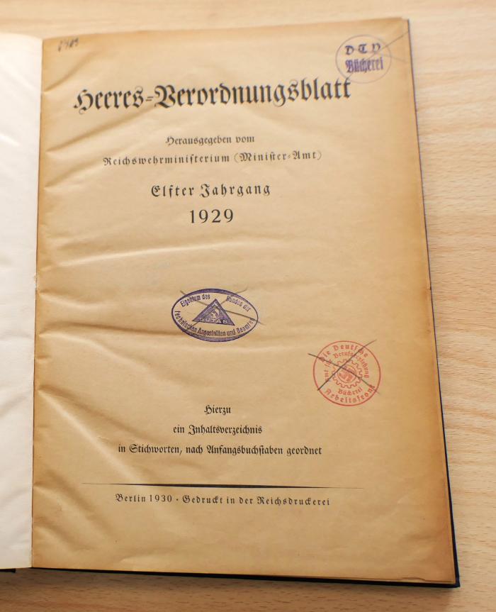 71 18 0087 : Heeres-Verordnungsblatt. – 11.1929, H. 1-25 (1929)