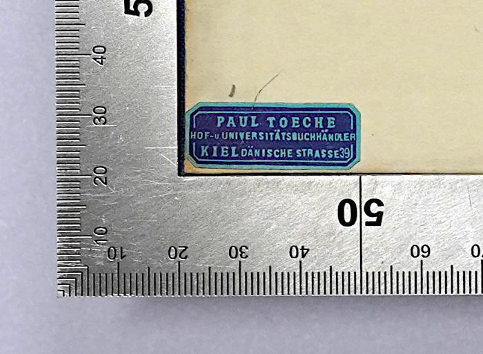 Ga 401 : German Sea-Power (1913);-, Etikett: Buchhändler, Name, Ortsangabe; 'Paul Toeche Hof- u. Universitätsbuchhändler Kiel Dänische Strasse 39'