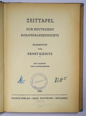 Ga 328 : Zeittafel zur Deutschen Kolonialgeschichte (1940)