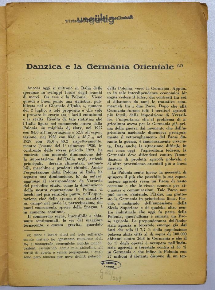 G 896 : Danzica E La Germania Orientale (1930)