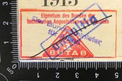 - (Bund der technischen Angestellten und Beamten), Stempel: Berufsangabe/Titel/Branche; 'Eigentum des Bundes der technischen Angestellten und Beamten BUTAB'. 