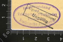 - (Verband der Fabrikarbeiter Deutschlands. Statistische Abteilung), Stempel: Berufsangabe/Titel/Branche; 'Hauptvorstand des Fabrikarbeiter-Verbandes Hannover Statistische Abteilung'.  (Prototyp)