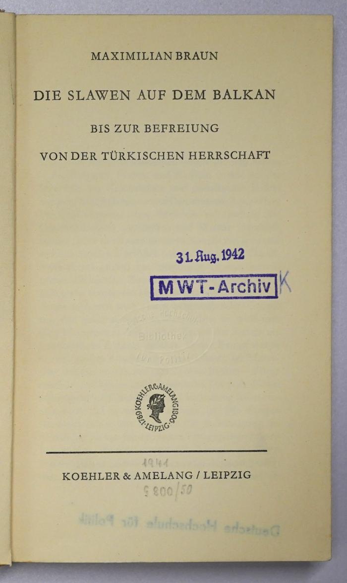 Ga 359 : Die Slawen auf dem Balkan (1941)