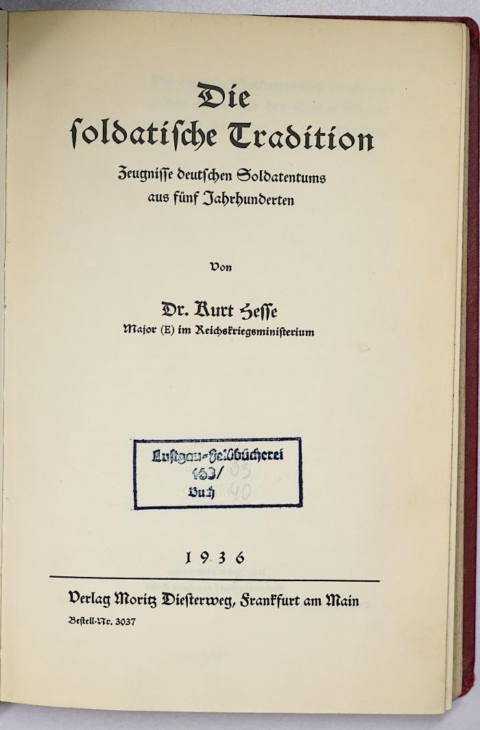 Ga 397 : Die soldatische Tradition (1936)