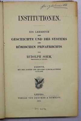 Cu 95<10> : Institutionen (1901)