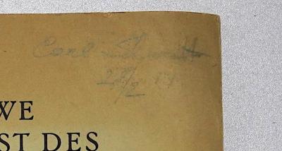 Ga 668 : Eyre Crowe Der böse Geist des Foreign Office (1931);- (Bibliothek Carl Schmitt), Von Hand: Autogramm, Name, Datum; 'Carl Schmitt, 28.2.44'. 