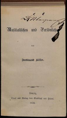 KW4916 : Musikalisches und Persönliches (1876)