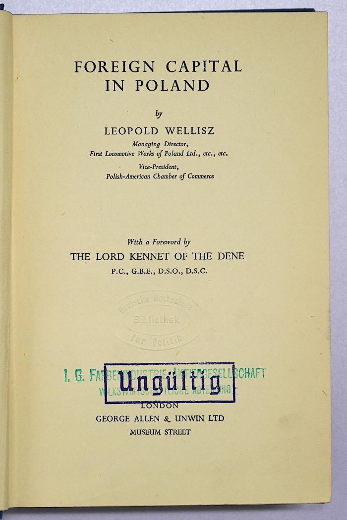 D 272 : Foreign Capital In Poland (1938)