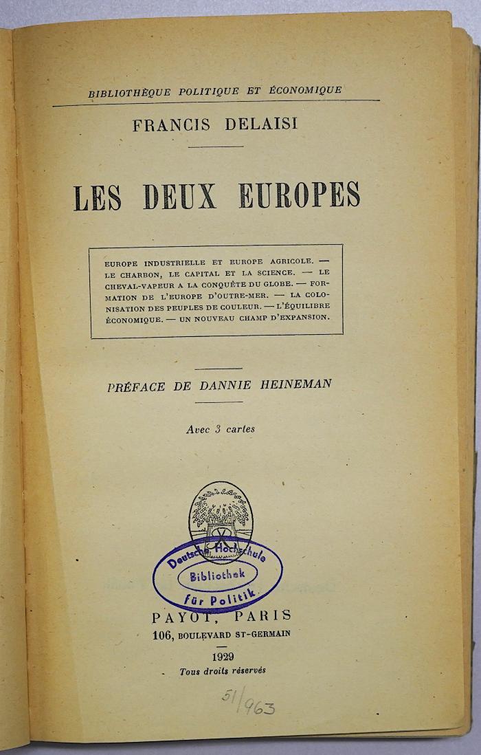 D 178 : Les Deux Europes (1929)