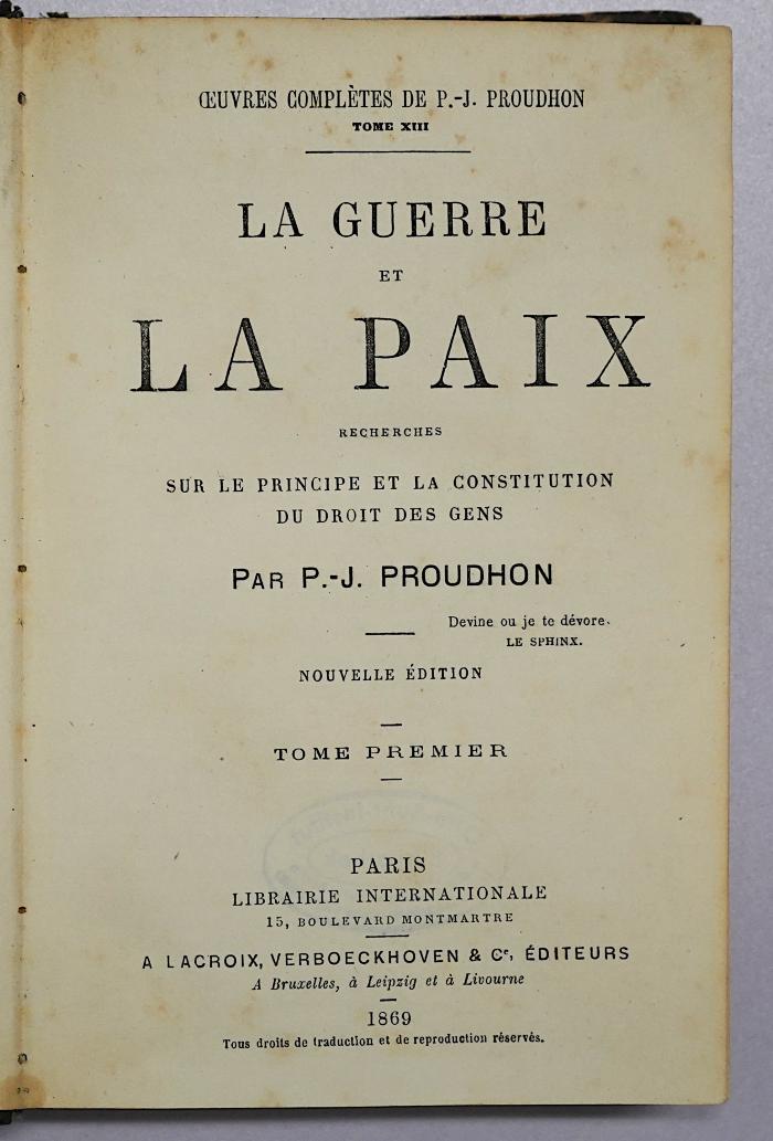 D 302-13<2>;D 302-14<2> ; ;: La Guerre et la Paix (1869)