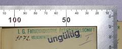 - (I.G. Farbenindustrie Aktiengesellschaft), Stempel: Berufsangabe/Titel/Branche, Name; 'I. G. Farbenindustrie Aktiengesellschaft - Volkswirtschaftliche Abteilung'. 