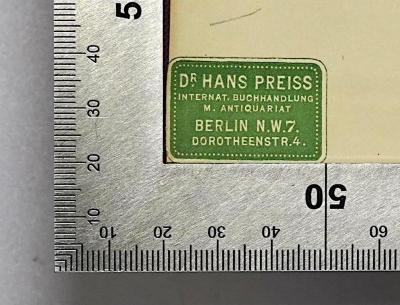 D 277 : British Budgets; Bd. 2 (1929);- (Preiss, Hans;Dr. Hans Preiss Internationale Buchhandlung u. Antiquariat für Rechts-, Staats- und Wirtschaftswissenschaft), Etikett: Name, Berufsangabe/Titel/Branche, Ortsangabe; 'Dr. Hans Preiss Internat. Buchhandlung n. Antiquariat Berlin N.W.7. Dorotheenstr. 4.'. 