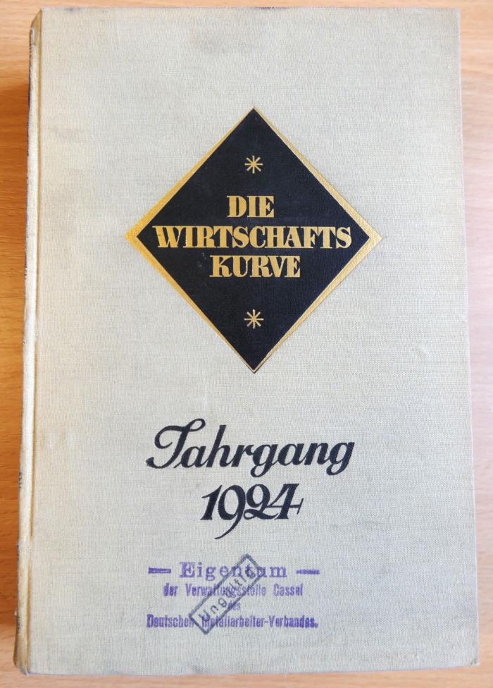 Z 529 : Die Wirtschaftskurve : mit Indexzahlen der Frankfurter Zeitung. – 3.1924,1-4. – Frankfurt, M. : Frankfurter Verl., 1924. – VIII, 432 Seiten : Illustrationen, Karten (1924)