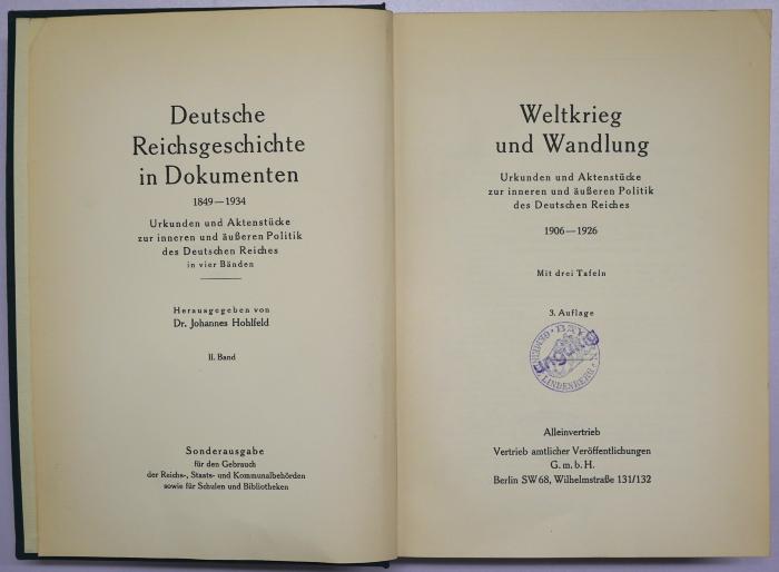 Gb 02-2<3>a : Deutsche Reichsgeschichte in Dokumenten. Band 2 (1934)