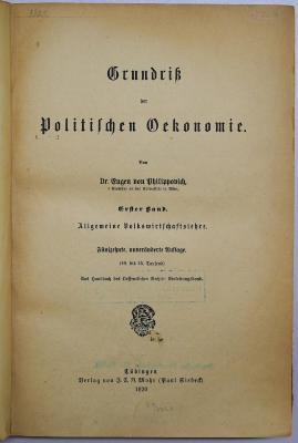 D 484-1<15>;D 484-2,1<12>;D 484-2,2<10> ;; ;;: Grundriß der politischen Oekonomie. Band 1, 2,1 und 2,2 (1920 und 21)