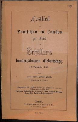 DLIT5549(4):29 : Festlied der Deutschen in London zur Feier von Schiller's hundertjährigem Geburtstage (1859)