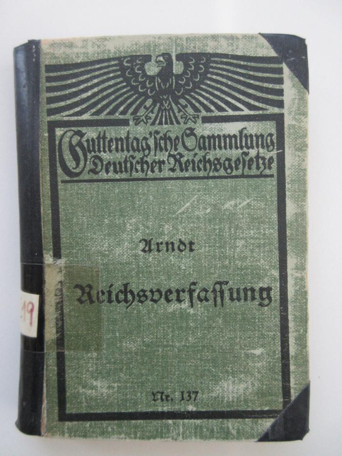 (alt: 8 c 19) : Die Verfassung des Deutschen Reichs vom 11. August 1919 (1921)
